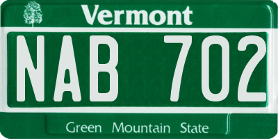 VT license plate NAB702