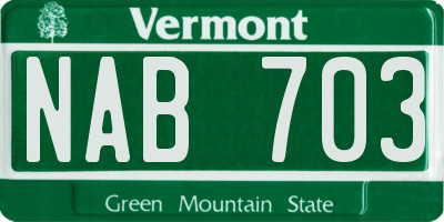 VT license plate NAB703