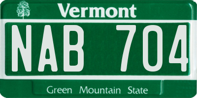 VT license plate NAB704