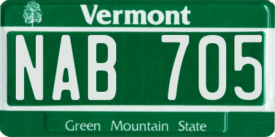 VT license plate NAB705
