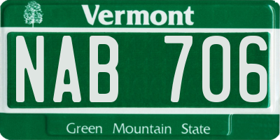 VT license plate NAB706