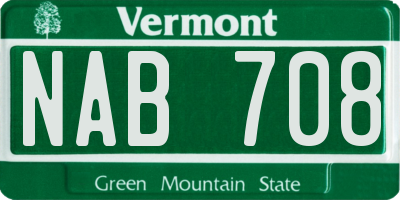 VT license plate NAB708