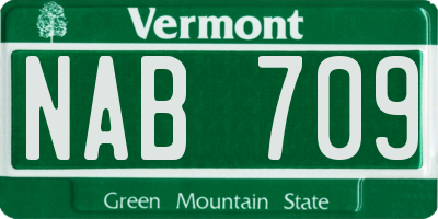 VT license plate NAB709