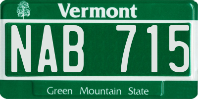 VT license plate NAB715