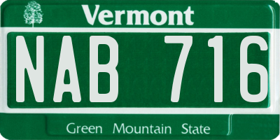 VT license plate NAB716
