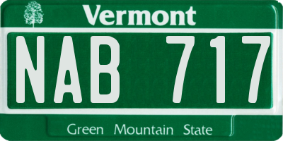 VT license plate NAB717