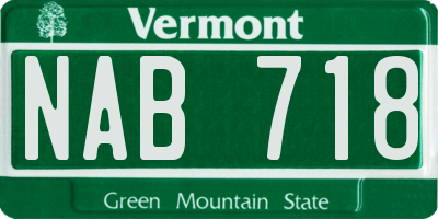 VT license plate NAB718
