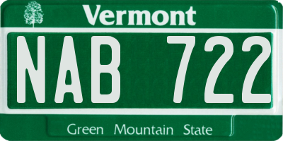 VT license plate NAB722