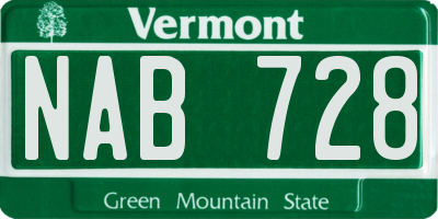 VT license plate NAB728
