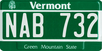 VT license plate NAB732