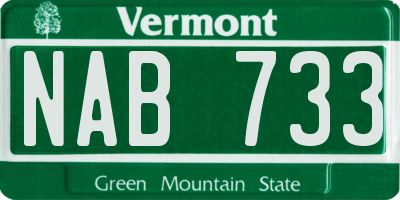 VT license plate NAB733