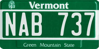 VT license plate NAB737