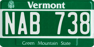 VT license plate NAB738