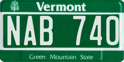 VT license plate NAB740