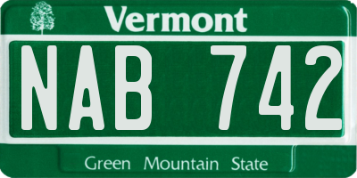 VT license plate NAB742