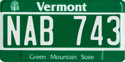 VT license plate NAB743