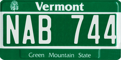 VT license plate NAB744