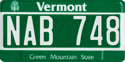 VT license plate NAB748