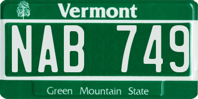 VT license plate NAB749