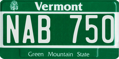 VT license plate NAB750