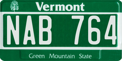 VT license plate NAB764