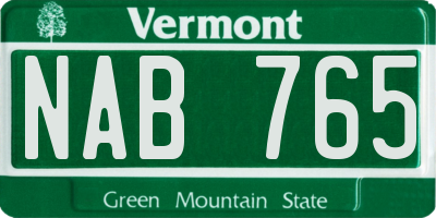 VT license plate NAB765