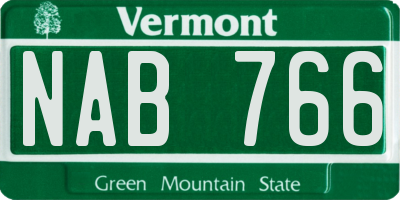 VT license plate NAB766