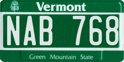 VT license plate NAB768