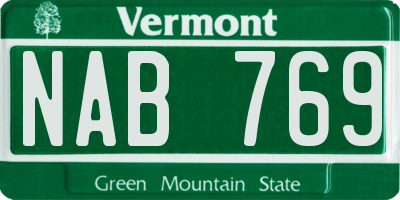 VT license plate NAB769