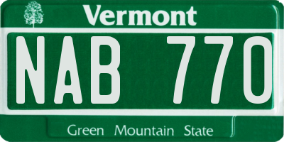 VT license plate NAB770