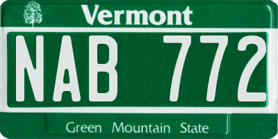 VT license plate NAB772