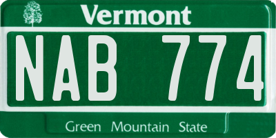 VT license plate NAB774
