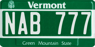 VT license plate NAB777