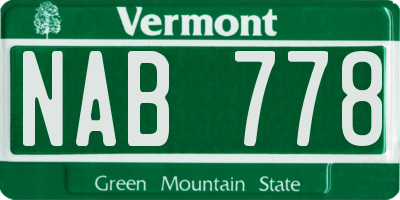 VT license plate NAB778