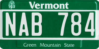 VT license plate NAB784