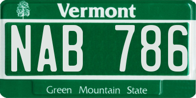 VT license plate NAB786