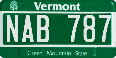 VT license plate NAB787