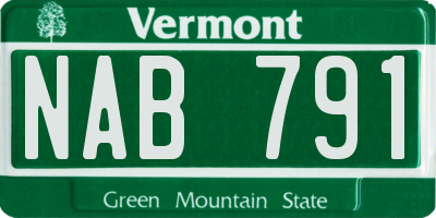 VT license plate NAB791