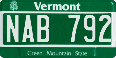 VT license plate NAB792