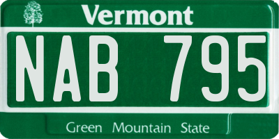 VT license plate NAB795