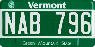 VT license plate NAB796