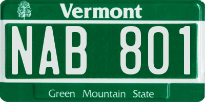 VT license plate NAB801