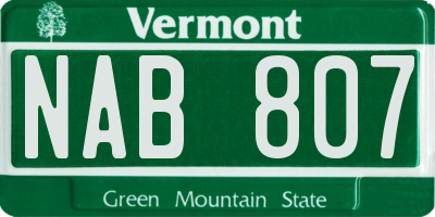 VT license plate NAB807
