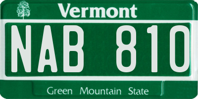 VT license plate NAB810