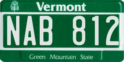 VT license plate NAB812