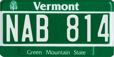 VT license plate NAB814