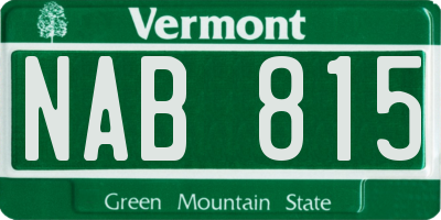 VT license plate NAB815