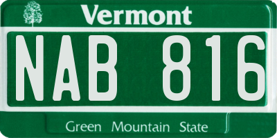 VT license plate NAB816