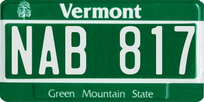 VT license plate NAB817