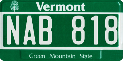 VT license plate NAB818